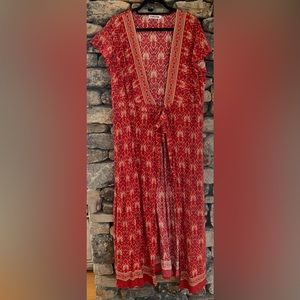 Red boho beach coverup dress NWT XL